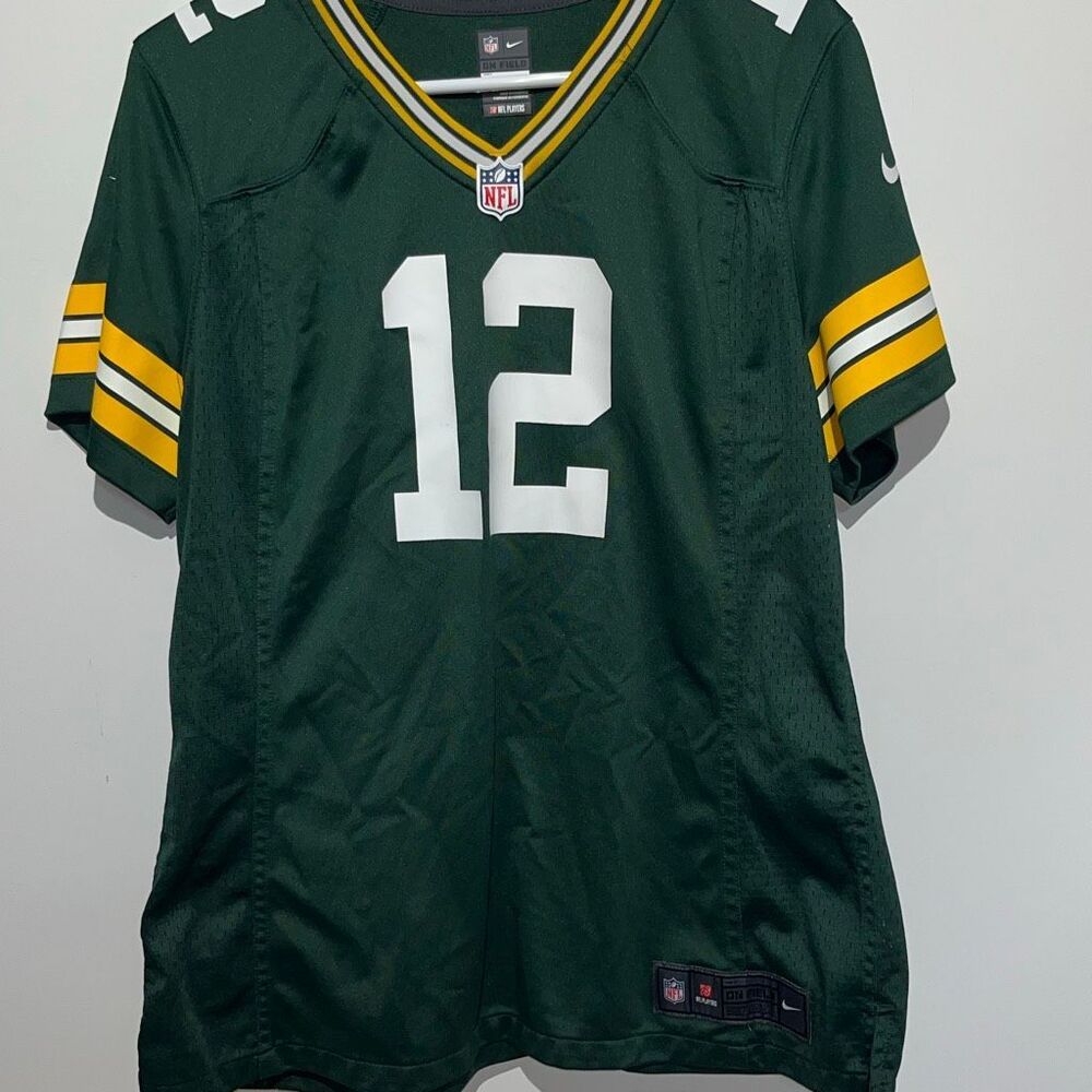 Nike NFL Women's Multicolor Green Bay Aaron Rodgers #12 V-Neck Jersey Shirt XL‎